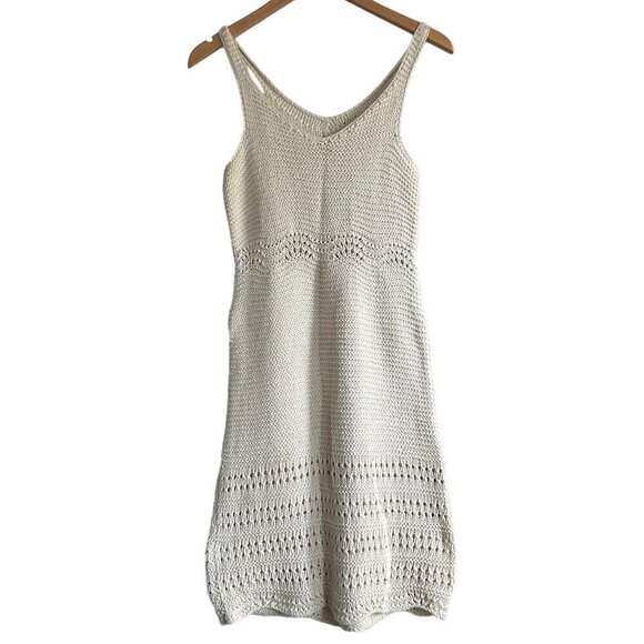 Neutral Ecru Beige Crochet Tank Dress US XS - Picture 4 of 5